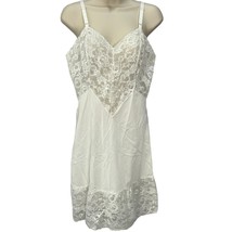 Vintage Caresse Full Slip Chemise Ivory White Lace Size 34 (Small) Sheer... - $24.70