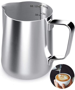 Milk Frothing Pitcher, 12Oz Milk Frother Cup Espresso Cup Stainless Steel - £8.80 GBP