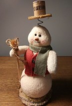 11&quot; Christmas Music Theme Snowman Figurine Decor Hat on Spring Broomstick Vest - £11.04 GBP
