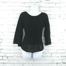 Les Amoure Munich Womens Medium M Black Polyacrylic 3/4 Bell Sleeve Sweater - £19.88 GBP