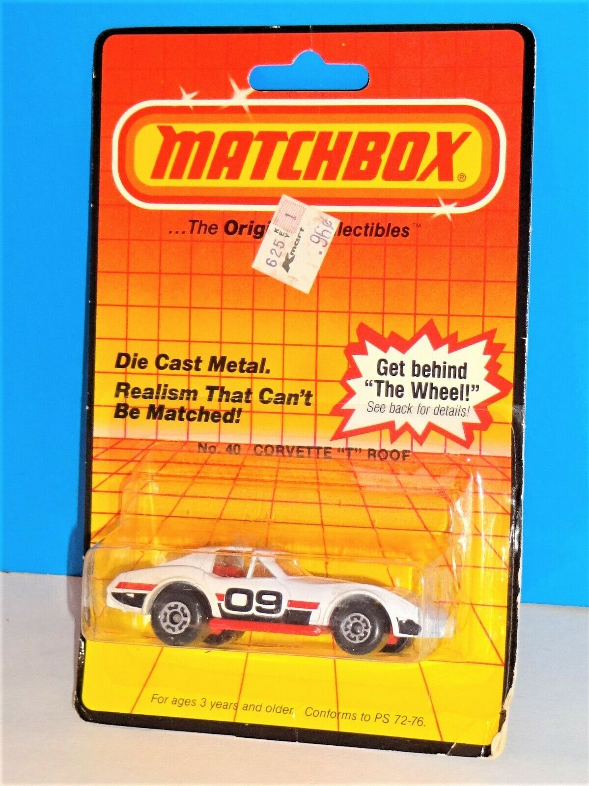 Matchbox Mid 1980s No. 40 Corvette "T" Roof White w/ Red Macau Base - $14.85