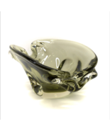 Vintage Olive Green Art Glass Folded Edge Candy Dish Bowl Ashtray Thick ... - £19.76 GBP