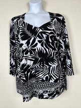 Draper&#39;s &amp; Damon&#39;s Womens Plus Size 3X Blk/Wht Floral Tiered Top 3/4 Sleeve - $14.99