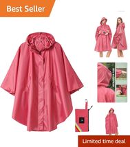 Durable Rose Red Raincoat - Portable Hooded Poncho Perfect for Travel an... - $59.35
