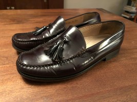 COLE HAAN Mens Size 10.5 Dark Brown Leather Slip On Tassle Penny Loafers - £37.83 GBP
