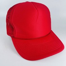 Red Mesh Blank Plain Snapback Trucker Hat Ball Cap Otto Brand - £8.57 GBP