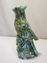 Bird Parrot Ceramic Figurine Statue Multi Color Blues Golds Greens  - £7.97 GBP
