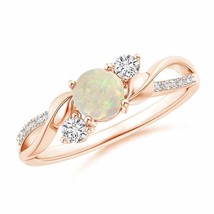 ANGARA Opal and Diamond Twisted Vine Ring for Women, Girls in 14K Solid Gold - £653.95 GBP