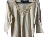 Requirements Blouse Womens  Size L Off White Embroidered and Sequined Knit  - £13.23 GBP