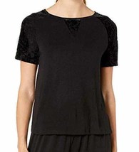 Flora Nikrooz Womens Velvet Solid Scoop Neck Top Size Medium Color Black... - £39.45 GBP