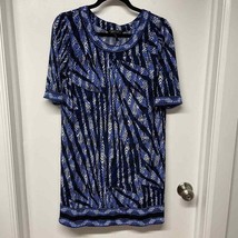 BCBGMaxazria Women Ania Blue Jersey Knit Patterned Half Sleeve Dress Siz... - $35.64