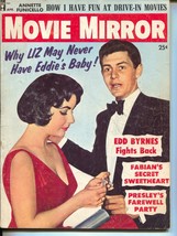 Movie Mirror-Elvis-Liz Taylor-Doris Day-Sandra Dee-April-1960 - £37.38 GBP