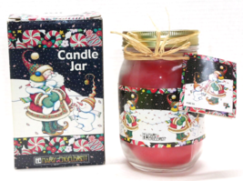 Mary Engelbreit Jar Candle Cinnamon Christmas Holidays Santa Snowman Hugs - £8.88 GBP