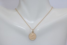 Vintage 14K Yellow Gold British King Round Pendant with Beaded Chain 16&quot; - £205.22 GBP