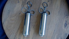Vintage Stainless Steel Syringe - 2 oz. / Doctor - Veterinarian / Set of 2 - $37.13