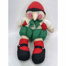 Christmas Pinocchio Elf Plush Department 56 Dept Nylon Puffalump Sitting 16&quot; VTG - £11.32 GBP