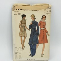 6151 Butterick Misses Sewing Pattern 70s Pants Dress Jacket Nehru Collar Sz 10 - £8.11 GBP