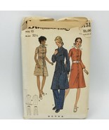 6151 Butterick Misses Sewing Pattern 70s Pants Dress Jacket Nehru Collar... - $197.21 MXN