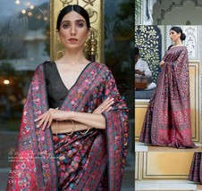 Kashmiri Handloom Jamawar Rich Silk Saree || Resham Zari Weaving Pannels Embroid - £81.23 GBP