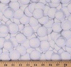 Cotton Golf Balls Sports Golf White Cotton Fabric Print by the Yard (D668.63) - $12.95