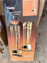 Vintage Sears 7 Piece Polished Brass Fireplace Toolset New Open Box - £191.84 GBP