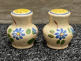 Red Wing Pottery Salt &amp; Pepper Shakers ~ Bright Floral Orleans Pattern ~ Vintage - £11.66 GBP