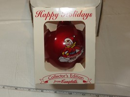 Campbells Soup Christmas Glass  Ball Ornament Collectors Edition Happy Holidays - £12.32 GBP