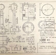 McGill University Auto Piston 1965 Mechanical Drawing Print Engineering ... - €25,77 EUR
