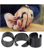 Women Fashion Band Midi Above Knuckle Ring Punk Black Stack Plain Set 3P... - $19.16 CAD