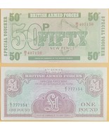 Lot of 2 British Armed Forces 4th Series 1 Pound &amp; Fifty Pence Spl Vouch... - $1.95