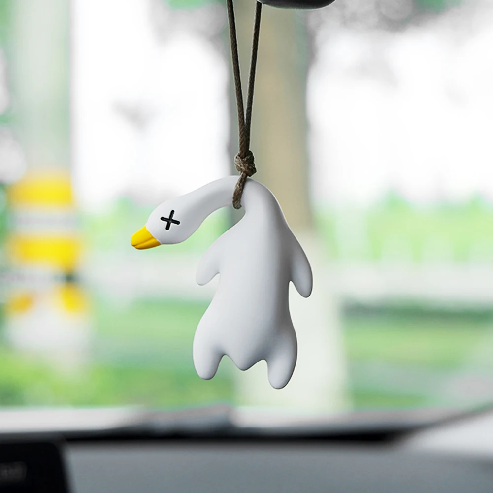 Funny Swing Goose Roasted White Roast Duck Car Pendant Swing Duck Car Hanging - £9.76 GBP