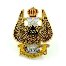 Scottish Rite Masonic Lapel Pin Dus Meumque Jus 33Rd Degree Crow Two Egl... - £14.36 GBP