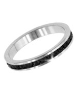 Black Austrian Zircon Eternity Band Promise Ring White 14k Gold over Base  - $24.99