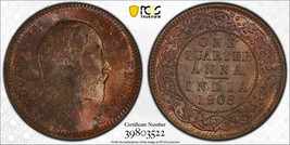 1908-C India 1/4 Anna PCGS MS63 BN - £100.16 GBP