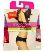 Hanes Microfiber Cheeky Panties 9 2XL Pink Purple Lace Tagless Smooth So... - £11.14 GBP