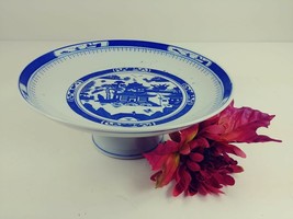 Asian Compote on Pedestal Base Blue &amp; White - £20.84 GBP