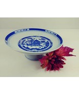 Asian Compote on Pedestal Base Blue &amp; White - £20.41 GBP