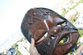 Hard and Heavy African Ebony Wood Mask Hand Carved Wooden Art Decor Exce... - £160.91 GBP
