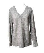 LOFT Light Heather Marled Gray Sweater Medium V-Neck Pullover Long Sleev... - $33.94 CAD