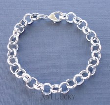 6mm Rolo Link Chain Bracelet Fits Clip ON Charms Lobster clasp Silver Plated - £3.17 GBP+