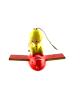 Italian Wooden Ornament Gold Wing Angel Flying Red Airplane - £38.18 GBP