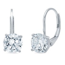 2CT Lab-Created Diamant Goutte Pendantes Dormeuses Boucles 14k or Blanc Argent - £63.50 GBP