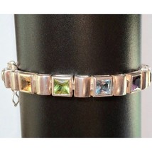 Showy 925 Sterling Silver And Assorted Gemstones Bracelet Sky - £80.42 GBP