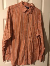 Roundtree &amp; Yorke Button-Down Shirt Orange W Multicolor Stripes Men&#39;s Sz XL - £12.47 GBP