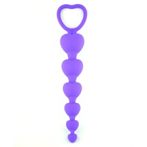 Anal Sex Toy Beads Butt Plug Heart Shaped Prostate Massager With Safe Pull Ring  - £13.28 GBP