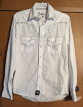 Rock 47 by Wrangler White Western Pearl Snap Embroidered Dress Shirt Men... - £26.61 GBP