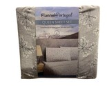 Flannel From Portugal Gray Floral Flannel Sheet Set 4 Piece Queen 100% C... - $59.99
