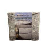 Flannel From Portugal Gray Floral Flannel Sheet Set 4 Piece Queen 100% C... - £47.54 GBP