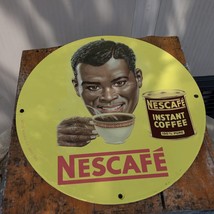 Vintage 1961 Nestle Nigeria Nescafé Instant Coffee Porcelain Gas &amp; Oil Sign - £99.55 GBP