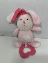Carter’s Child of Mine small bunny rabbit pink bow hanging crib toy plush rattle - £7.90 GBP